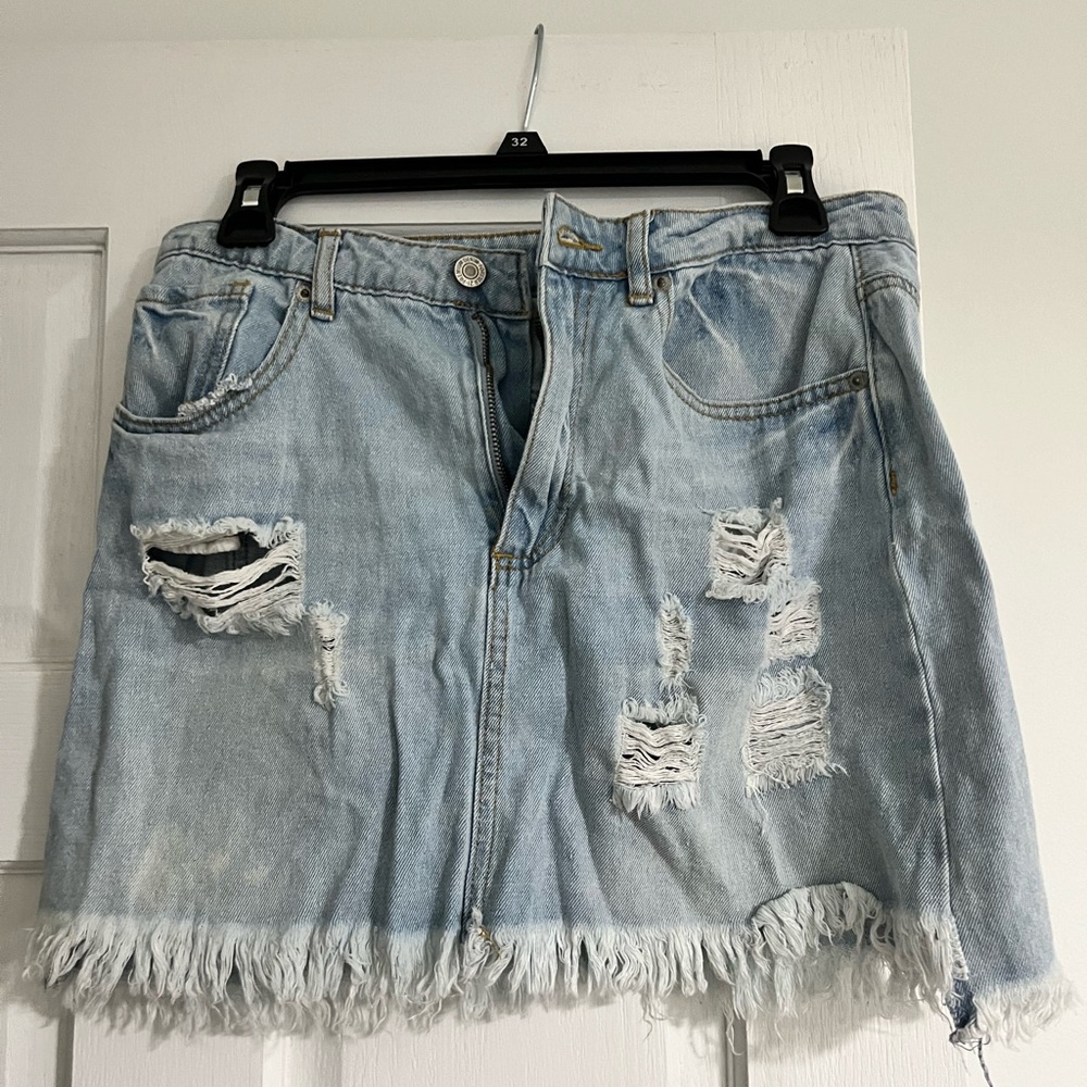 Distressed Jean Skirt